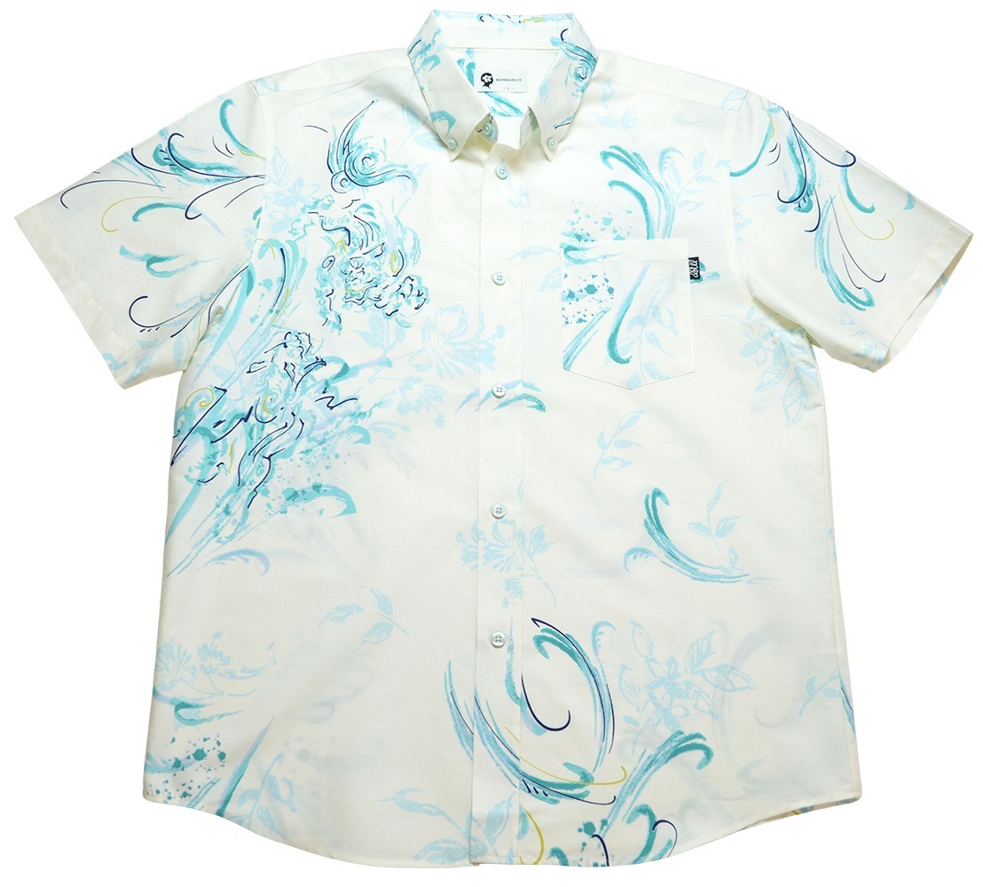 メンズ パネルシーサー ボタンダウン(レギュラーフィット) | (MANGOPLUS マンゴプラス メンズ かりゆしウェア アロハシャツ)