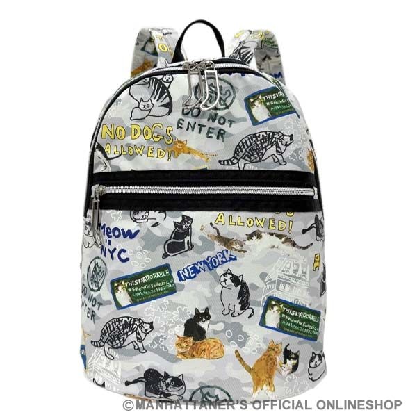 ✨新品タグ付き✨ マンハッタナーズ　ポーチ付き　リュックサック　猫総柄　ブラック 000000005222_G9AOjWz.jpg