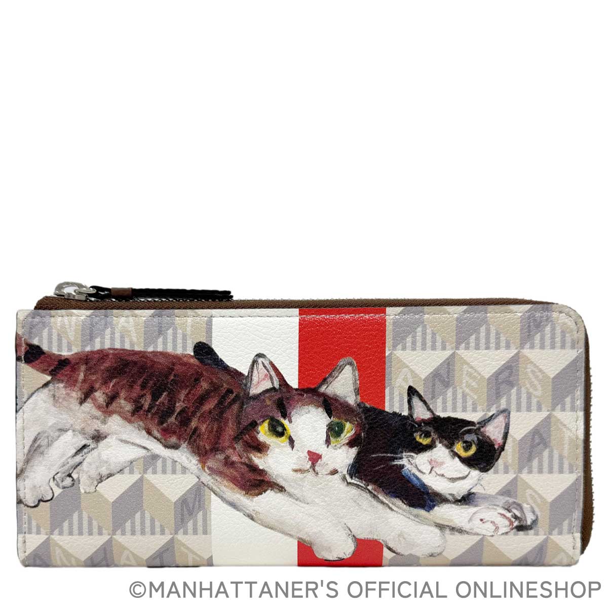 新品未使用　マンハッタナーズ　猫デザイン L字型コンパクト財布 モノグラムパース L字ファスナー長財布「飛躍的前進」 | すべての商品