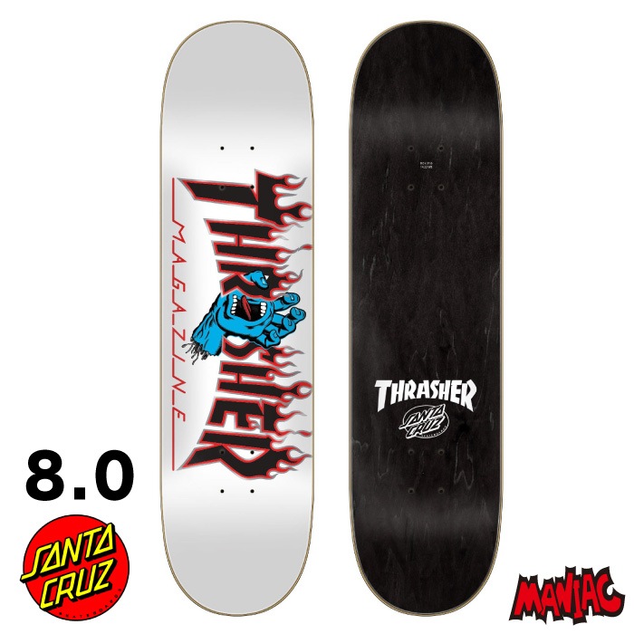 スケボー デッキ 単品 SANTACRUZxTHRASHER SCRMNG FLAME LOGO 8.0