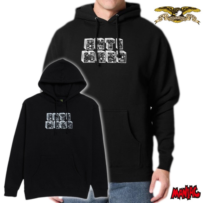 ˳ANTIHERO ҡ 󥿥ҡ  ѡ STACKED HOODIE   ȥåץ ȥ졼ʡ å ץ륪С ա ȥ֥  ܡ ȥܡɥ֥ SKATEBOARD