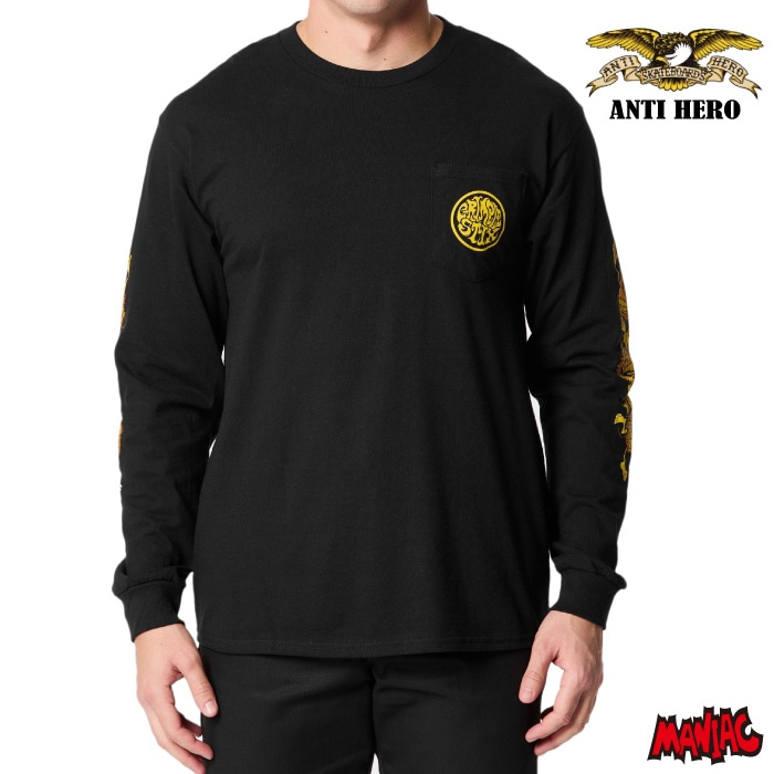 ˳ANTIHERO ҡ 󥿥ҡ  T T ĹµT GRIMPLE STIX GRIMPLE SLEEVE L/S POCKET T-SHIRT   ȥåץ ȥ֥  ܡ ȥܡɥ֥ SKATEBOARD