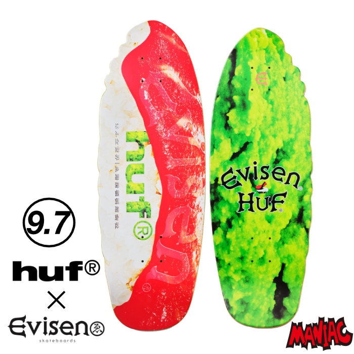 スケボー デッキ スケートボード 9．7インチ HUF x EVISEN SUSHI