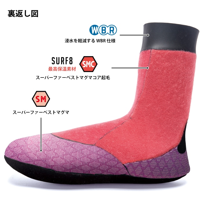 サーフィン ブーツ 起毛 冬用 サーフ8 5mm SURF8 サーフエイト