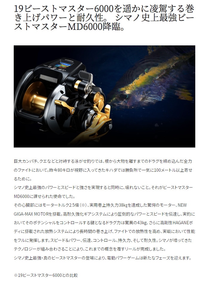 SHIMANO BeastMaster MD 6000 電動リール ビーストマスター MD 6000[BEASTMASTER MD 6000] | 電動