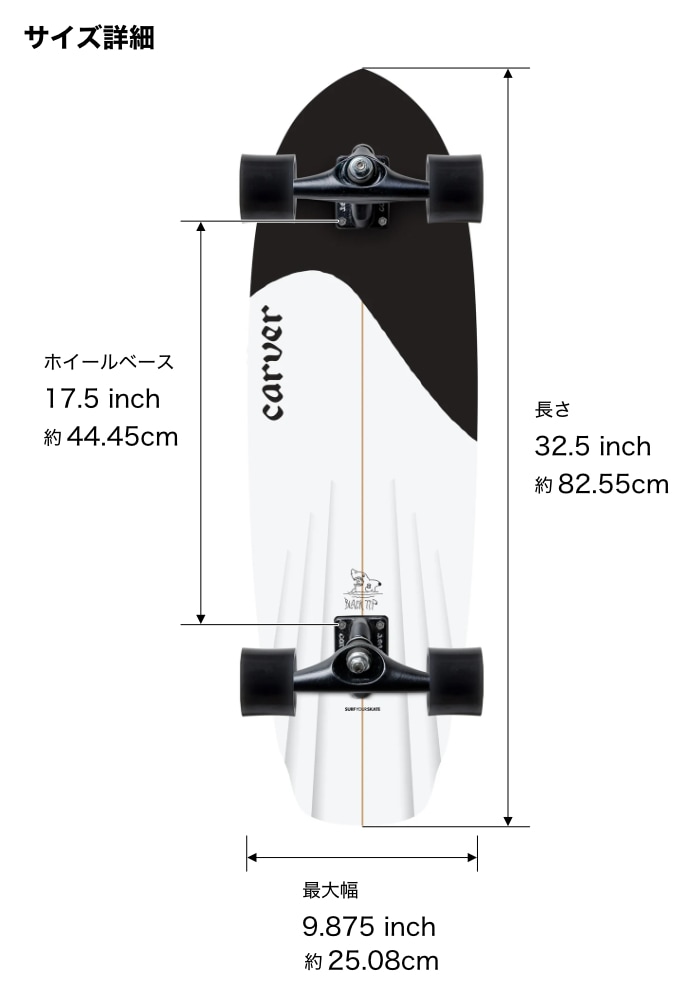 carver カーバー スケートボード CXトラック サーフスケート BLACK TIP