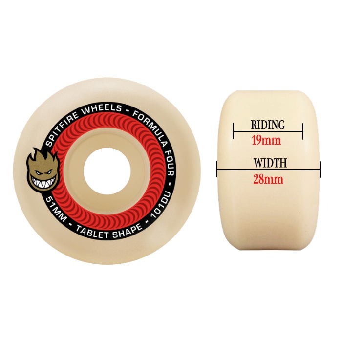 SPITFIRE ウィール FORMULA FOUR (F4) TABLETS - 101DURO 51mm 4個1