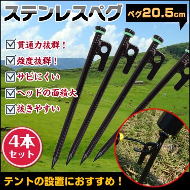 ステンレス製ペグ4本セット ad096