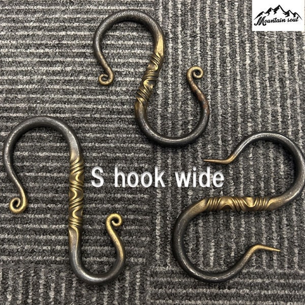1980アウトドア S hook wide  フック ワイド  キャンプ ソロキャンプ 手造り MOUNTAIN SOUL 山魂 キャンプフック ブラック 銅 手作り キャンプグッズ 家族キャンプ キャンプ製品 アウトドア アウトドア製品
