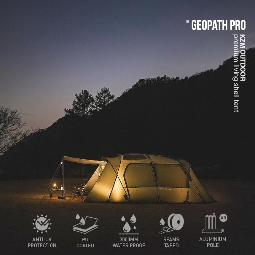【KZM正規代理店】KZM OUTDOOR カズミアウトドア ジオパスプロ カーキ 4～5人用 ドームテント 4人用 5人用 オックスフォード生地 テフロンコーティング ブラックピグメント 撥水 フルクローズ タープ キャンプ アウトドア k231t3t08