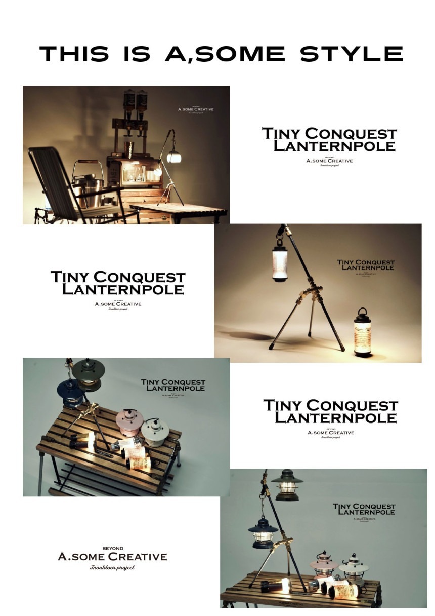 オーサムクリエイティブ タイニーコンクエスト テーブルランタンポール 専用バッグ付き   ランタンポール 真鍮 ステンレス ポール ランタンスタンド キャンプ道具 ランタンフック バーベキュー キャンプ 用品 ランタン スタンド 小型 軽量 無骨 男前