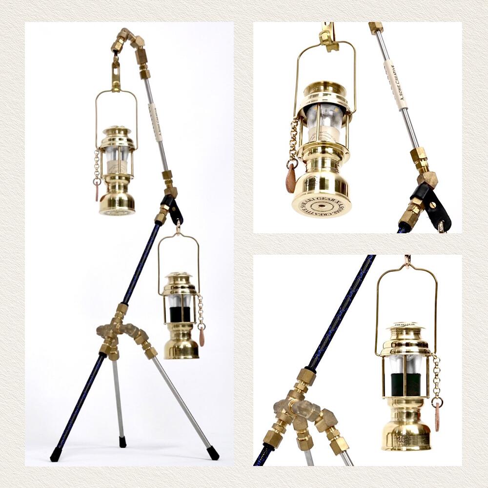 オーサムクリエイティブ タイニーコンクエスト テーブルランタンポール 専用バッグ付き   ランタンポール 真鍮 ステンレス ポール ランタンスタンド キャンプ道具 ランタンフック バーベキュー キャンプ 用品 ランタン スタンド 小型 軽量 無骨 男前