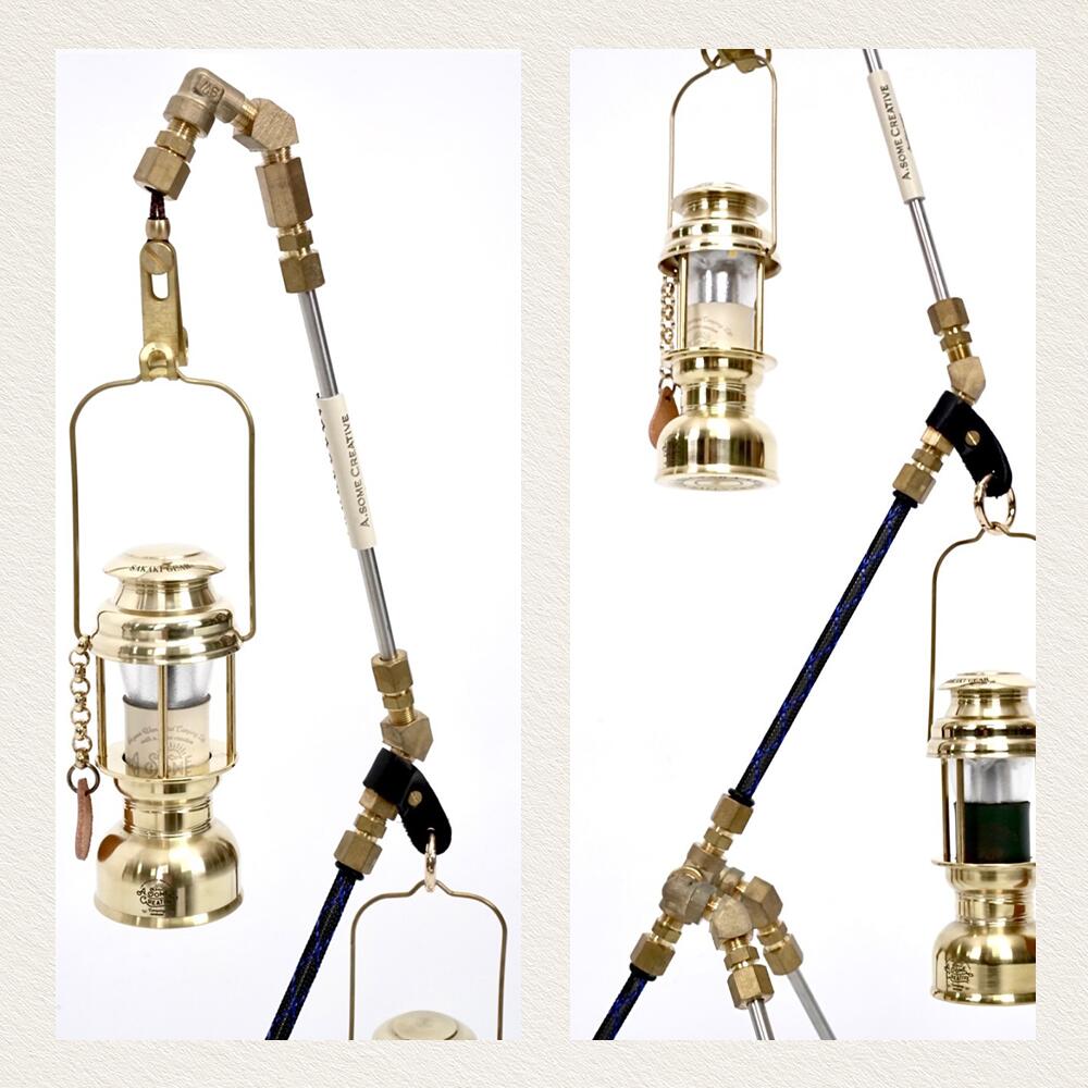 オーサムクリエイティブ タイニーコンクエスト テーブルランタンポール 専用バッグ付き   ランタンポール 真鍮 ステンレス ポール ランタンスタンド キャンプ道具 ランタンフック バーベキュー キャンプ 用品 ランタン スタンド 小型 軽量 無骨 男前