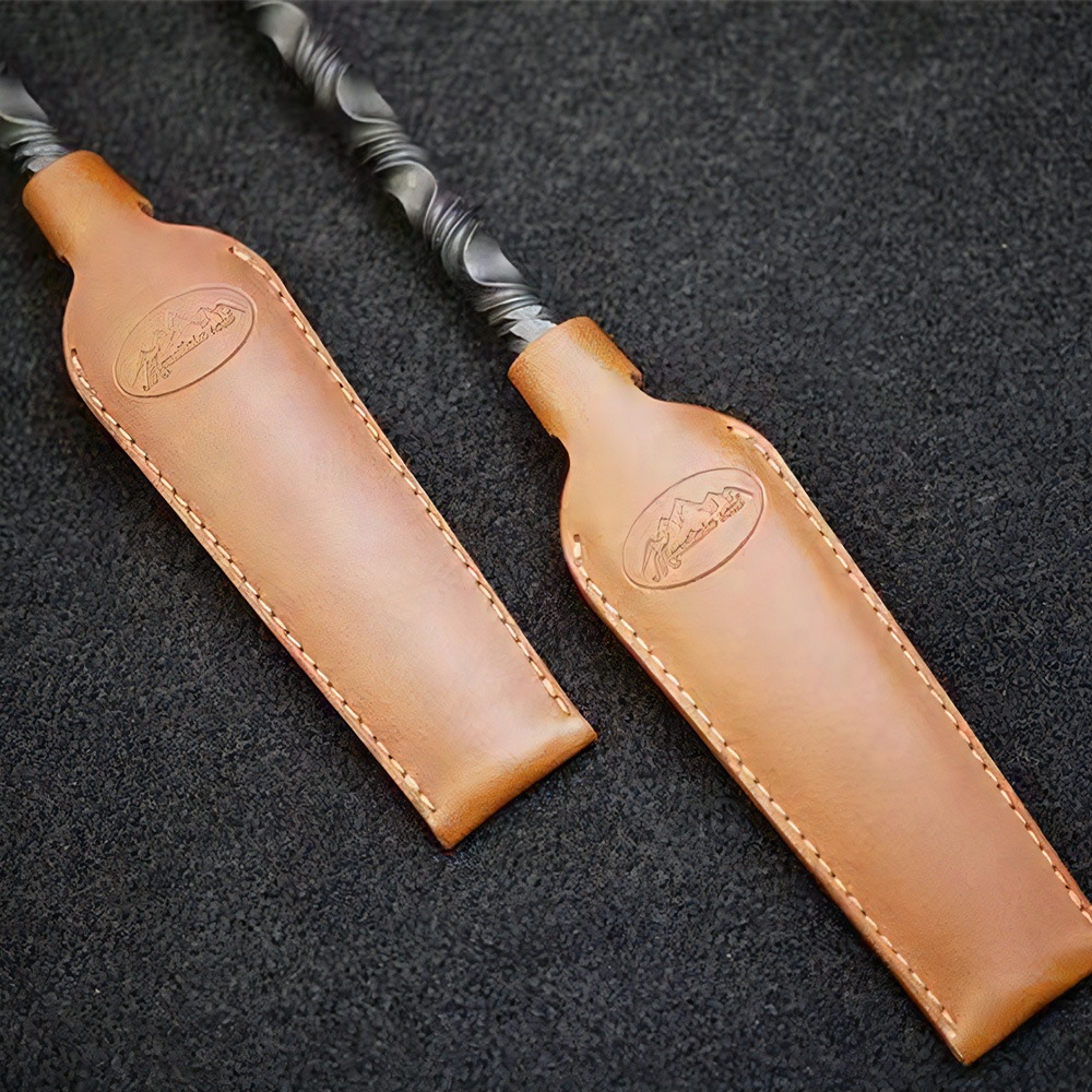 バーベキューフォーク mountain soul 山魂 バーベキュー用品 BBQ フォーク 炭素鋼 高級希少銘木ボーコテ レザーケース付き キャンプ アウトドア ソロキャンプ カトラリー キャンプグッズ アウトドア製品 薪 キャンプファイア