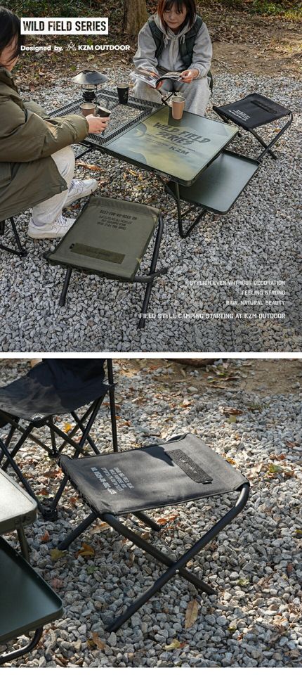【KZM正規代理店】KZM OUTDOOR カズミアウトドア フィールドBBQチェア2Pセット 2色 セット折りたたみ椅子 ブラック オリーブカーキ アウトドアチェア 折りたたみ椅子 耐荷重100kg スチール  持ち運び 超軽量 k23t1c07
