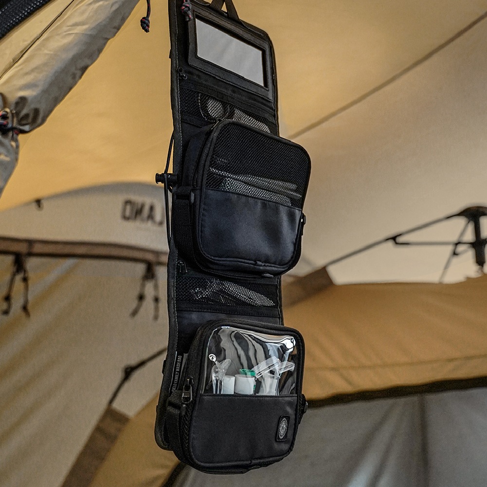 【KZM公式ストア】KZM カズミ フィールドファミリーウォッシュバック アウトドアポーチ 収納ケース 収納バッグ マルチ収納 おしゃれ キャンプ アウトドア  フィールドオーバルケース メッシュポケット つけ外し可能 シェラカップ収納 ポーチ バッグ