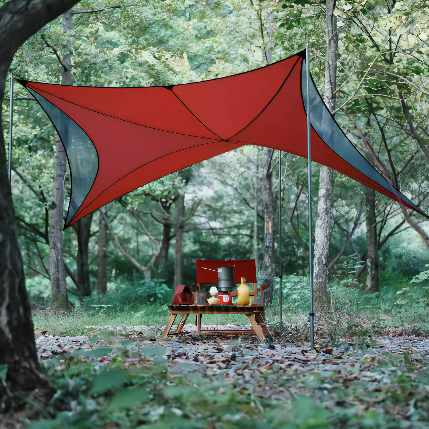 YUUUN 新月タープ テント タープ 防水 キャンプ キッズ 子供 1人用 2人用 3人用 4人用 5人用 6人用 2m 3m タン ホワイト レッド ペグ ロープ 収納袋