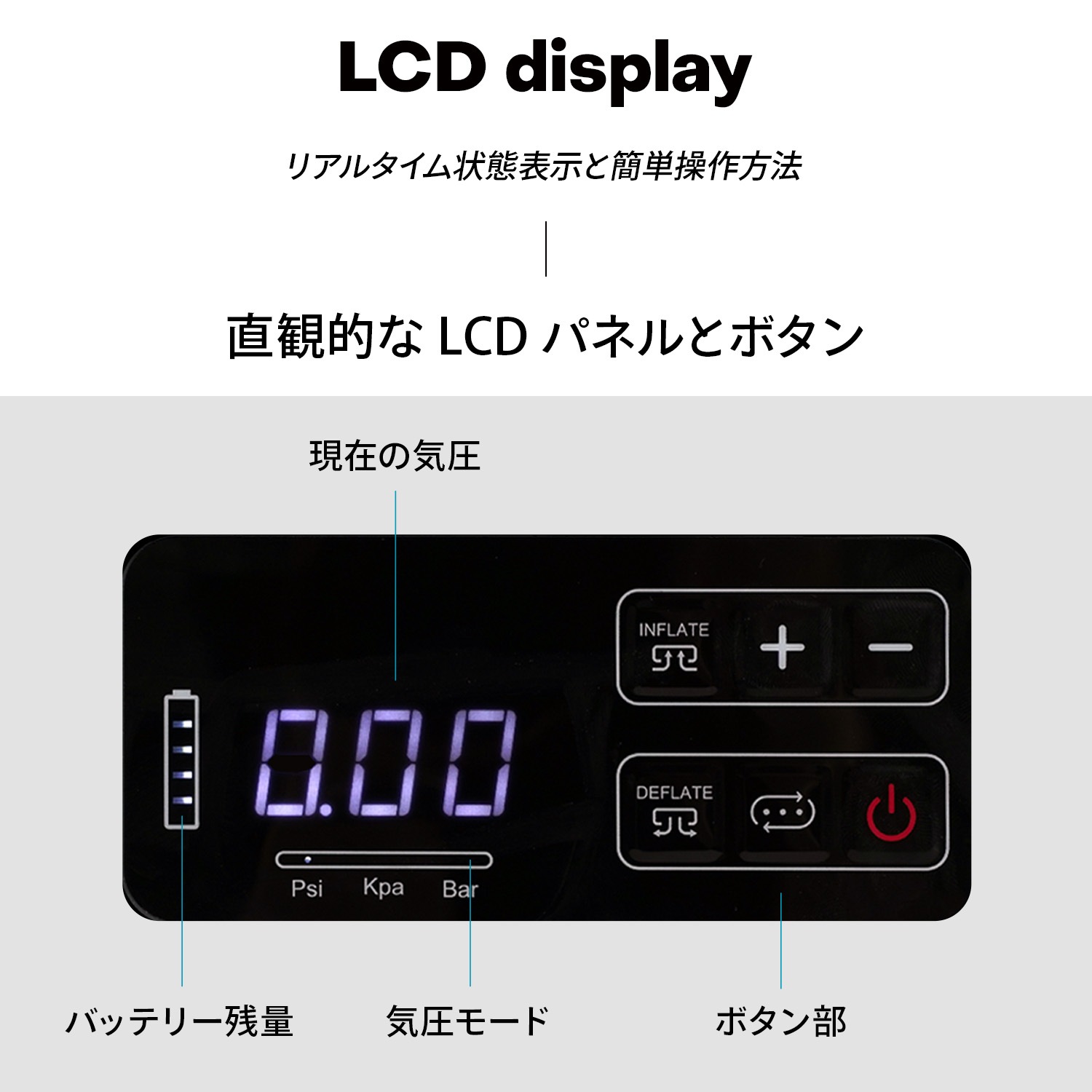 【KZM公式ストア】 KZM OUTDOOR カズミ アウトドア AONコードレス電動ポンプ 持ち運び キャンプ用品 キャンプグッズ おしゃれ かっこいい グレー 便利 液晶 自動 エアポンプ 無線 空気 注入 簡単 高速