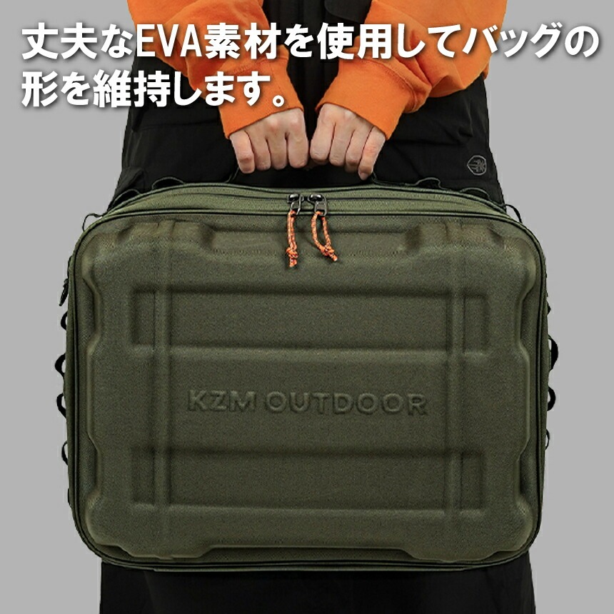 【KZM正規代理店】KZM OUTDOOR カズミアウトドア フィールドレディバッグ ナイロン素材 レザーハンドル ウェビング ブラック オリーブカーキ キャンプ レジャー椅子 リラックス 軽量 快適 おしゃれ 収納バッグ付き k23t3b10