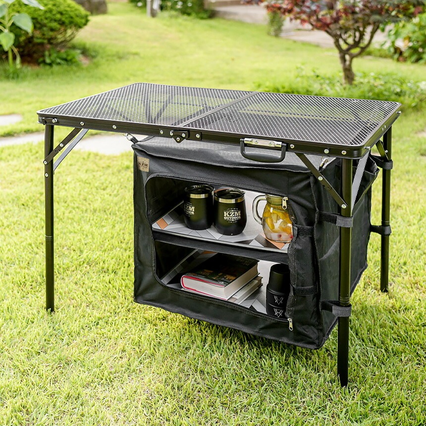 【KZM正規代理店】KZM OUTDOOR カズミアウトドア キャンプテーブル用 キャビネット  アイアンメッシュテーブルシリーズ用キャビネット イージーキャビネット テーブルアクセサリー アウトドア キャンプ用品  キャンプ ユニオンアイアンメッシュキャビネット