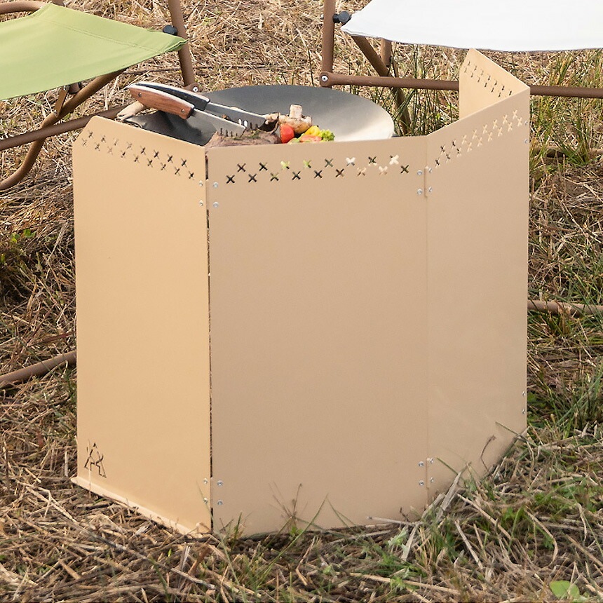 【KZM正規代理店】KZM OUTDOOR カズミアウトドア ウィンスクリーン ビエントウインドシールド(L/ブラック)シールド コンロ風よけ スチール製 幅57×H50cm 折りたたみ 風よけ 防風 焚火 料理 耐熱 キャンプ
