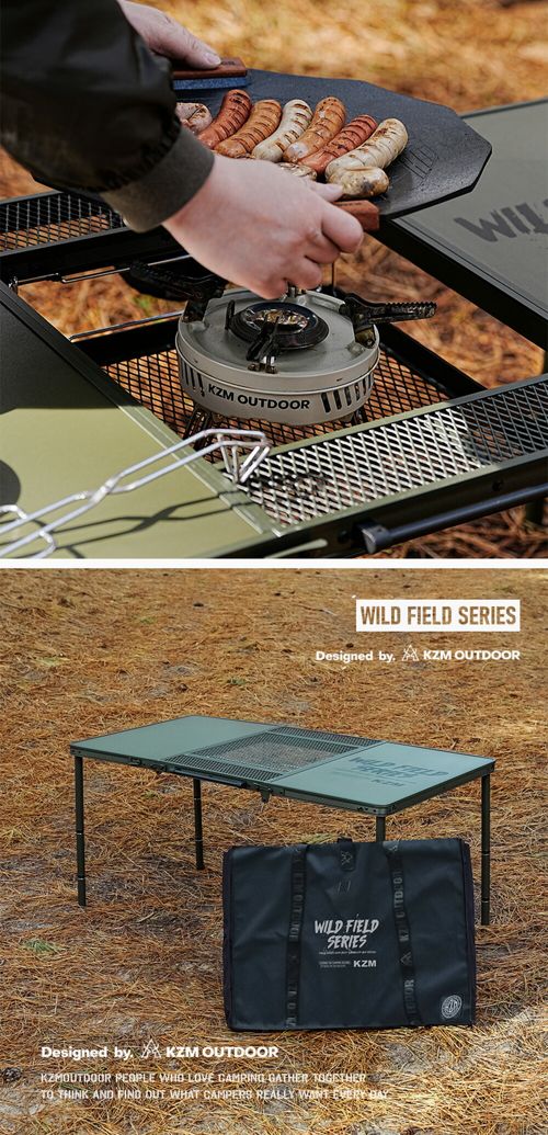 【KZM正規代理店】KZM OUTDOOR カズミアウトドア ワイルドフィールド3折りたたみBBQテーブル  コンパクト 収納  アウトドア キャンプ 収納袋 オリーブカーキ 便利 イベント 夏 フェス レジャー 防災 避難用 収納バッグ テーブル 机 キャリー 持ち運び k23t3u07
