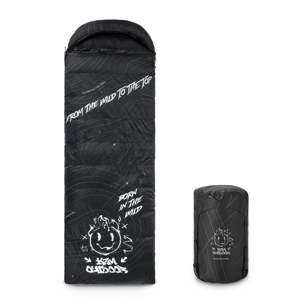 【KZM公式ストア】KZM OUTDOOR カズミ アウトドア フレアエディション ダックダウン寝袋 1000 ブラック 連結可能 寝袋 シュラフ 布団 封筒型 封筒タイプ 幅80×195cm 防水 防風 防寒 キャンプ レジャー 山登り あったかい 保温 収納袋付き 持ち運び 災害 防災 コンパクト