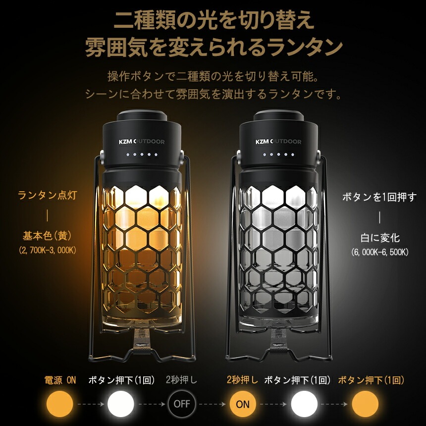 【KZM正規代理店】KZM OUTDOOR カズミアウトドア モダンハイブランタン LEDランタン スタンド 吊るし ２WAY LEDライト 調光 調色 200ルーメン 70時間 充電式 バッテリー CType バッテリー残量表示 ランプシェード 照明 EVA キャリーバッグ