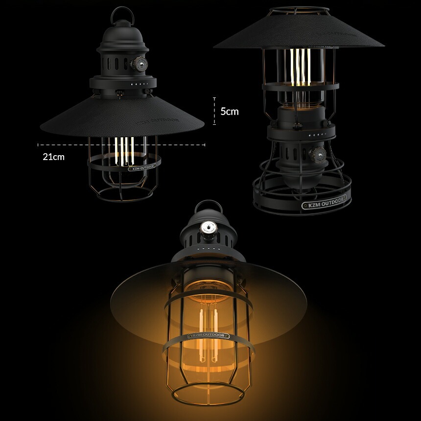 【KZM正規代理店】KZM OUTDOOR カズミアウトドア ギルバートランタン ランタン スタンド 吊り下げ ２WAY LED調光 200ルーメン 70時間 充電式 バッテリー CType バッテリー残量表示 ランプシェード 照明 充電式 EVAキャリーバッグ