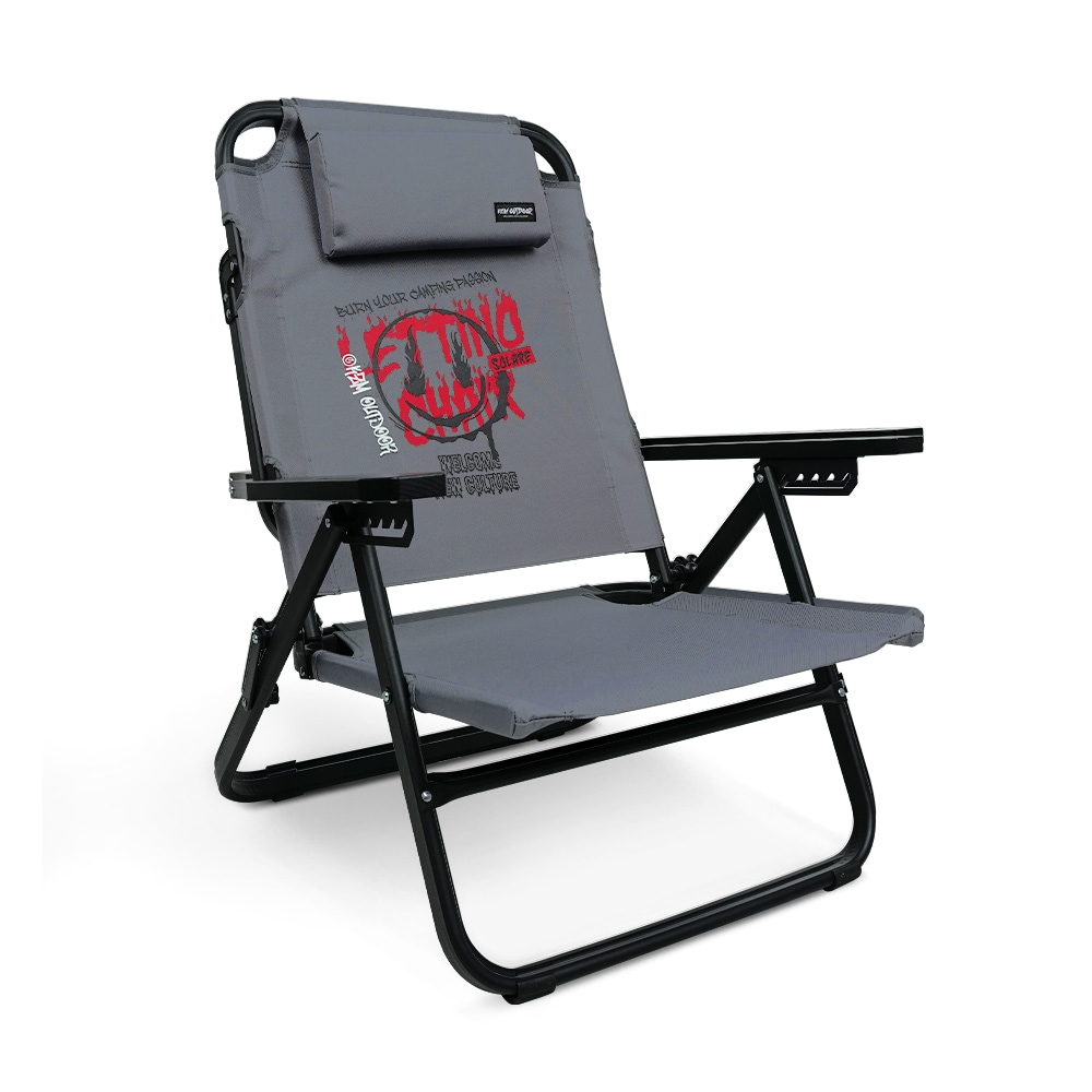 【KZM正規代理店】KZM OUTDOOR カズミアウトドア レティーノチェア Retino 6段階角度調整 ポリエステル生地 ベッドモード ヘッドフレーム キャンプ椅子 チェア コンパクト グレー  軽量 折りたたみ キャンプ用品 イス K24T1C03