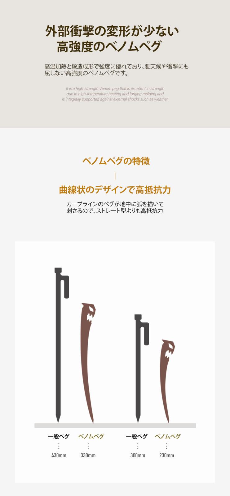 【KZM正規代理店】KZM OUTDOOR カズミアウトドア ベノムペグ 230mm 330mm アウトドア ペグハンマー 軽量 おしゃれ キャンプ用品  キャンプオプション キャンプ製品 アウトドア インテリア 室内家具 室外家具 k24t3f01 k24t3f02