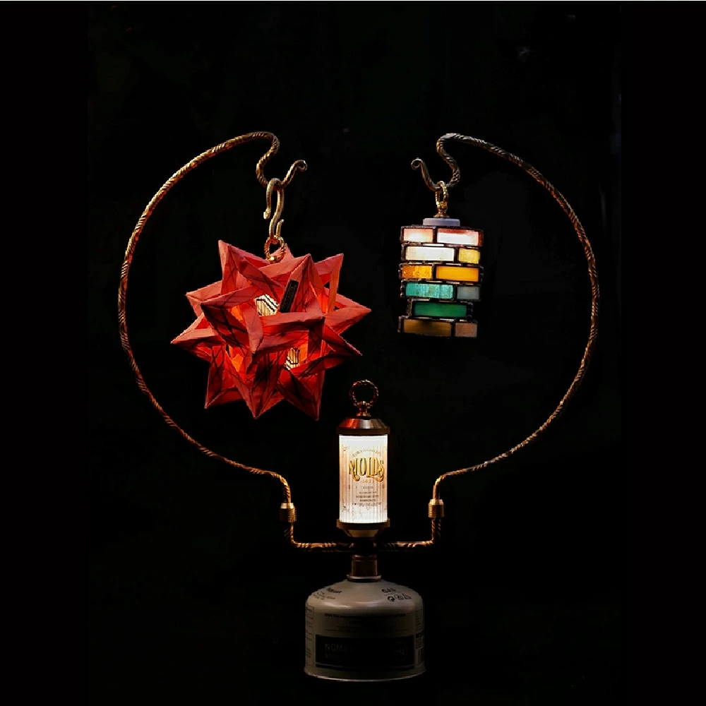 MOUNTAIN SOUL 山魂 大型アークガスタンク ブラスツイストアークエアタンクデスクトップライトスタンド多機能ダブルヘッドコンビネーションライトスタンド