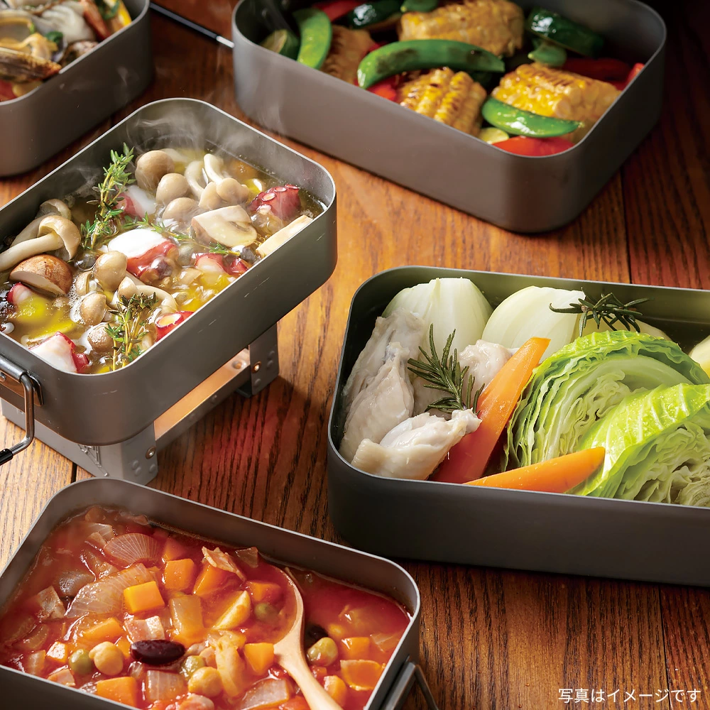 【非売品　新品未使用未開封品】ボンカレー　キャンプ　特製メスティン 飯盒 2合 メスティン 飯ごう アルミ製 取っ手付き クッカー カトラリー