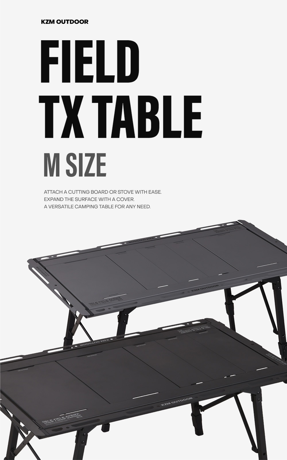 ＜予約販売＞＜4月中旬発送予定＞【KZM正規代理店】 KZM OUTDOOR カズミ アウトドア フィールド TXテーブル M チャコール グレー IGT 互換 折りたたみ コンパクト 収納 収納袋 便利 収納バッグ キャリーバッグ キャンプ 屋外 机 持ち運び 段階 高さ調節 横幅97cm