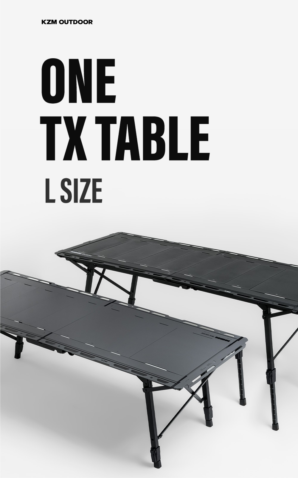 【KZM正規代理店】 KZM OUTDOOR カズミ アウトドア ワン TXテーブル L チャコール グレー IGT 規格 互換 プレート ワンテーブル シリーズ 折りたたみ コンパクト 収納 便利 収納バッグ付き 持ち運び 8段階 高さ調節 横幅135cm