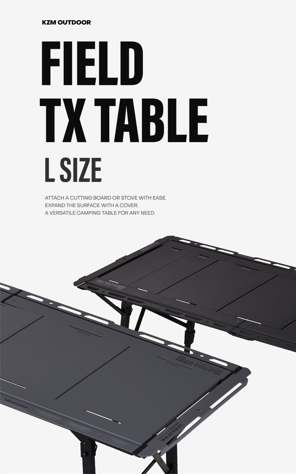 ＜予約販売＞＜4月中旬発送予定＞【KZM正規代理店】 KZM OUTDOOR カズミ アウトドア フィールド TXテーブル L チャコール グレー IGT 互換 折りたたみ コンパクト 収納 収納袋 便利 収納バッグ キャリーバッグ キャンプ 屋外 机 持ち運び 段階 高さ調節 横幅135cm