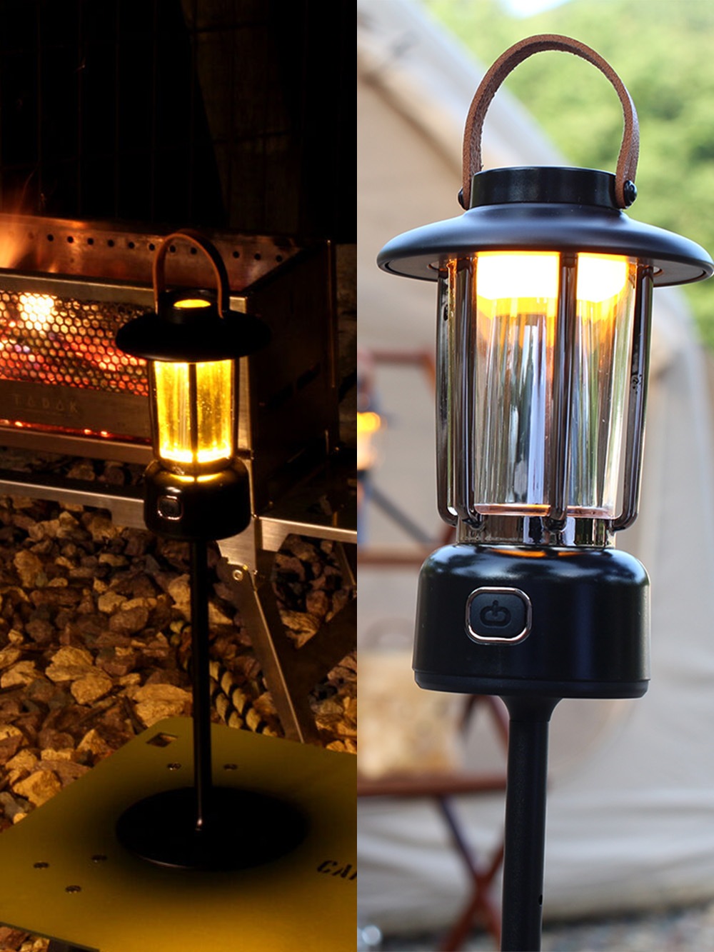 ミニスタンドランタン FINEL F-10 LED ブラック アウトドア コンパクト 間接照明 色温度 USB-C スタンド付き 2,000mAhバッテリー 1.5時間充電 作動時間最大15時間 3色切替 キャンプ 屋外 持ち運び 有線 無線 ワイヤレス スタンドライト 卓上 吊り下げ インテリア レトロ