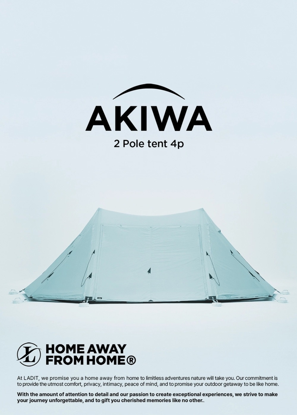 LADIT AKIWA 4人用ツインポールテント 予約】Ladit AKIWA テント 4人用 ブルー 通気性 簡単 設営 コンパクト