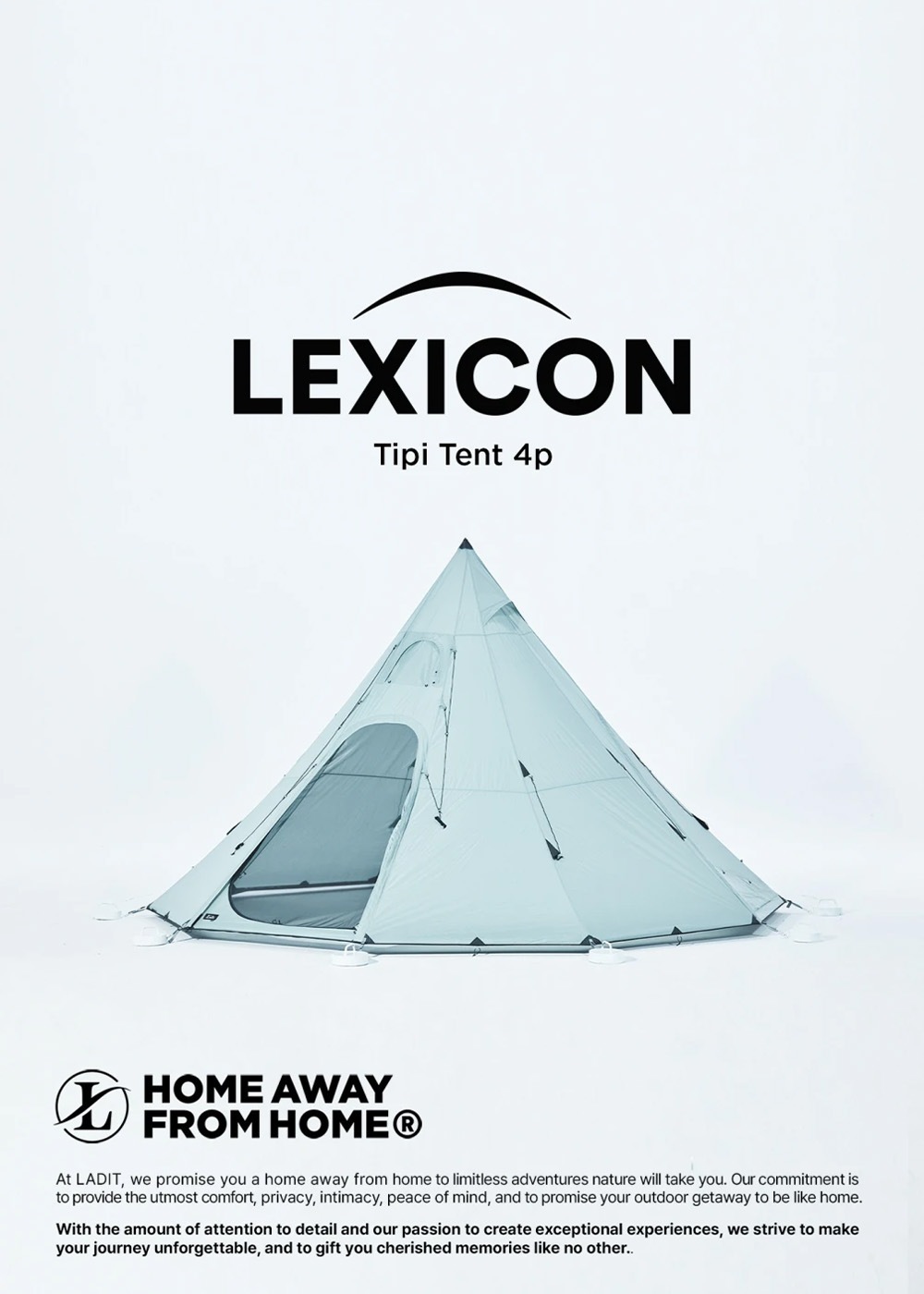 【予約】Ladit LEXICON テント 4人用 ブルー 通気性 簡単 設営 コンパクト 収納バッグ付き キャンプ アウトドア 持ち運び 広い 家族 オートキャンプ 冬キャンプ ストーブ ジャック ポールテント 大型 防水 耐水 5m ラディット レキシコン