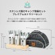【KZM正規代理店】KZM OUTDOOR カズミアウトドア カトラリー セット 食器セット 4人用 箸 フォーク スプーン 食器スタンド ケース付 携帯バッグ キャンプ レジャー ステンレス キャンプ バーベキュー クッキングツール アウトドアファミリー ソロ 防災グッズ k9t3k005