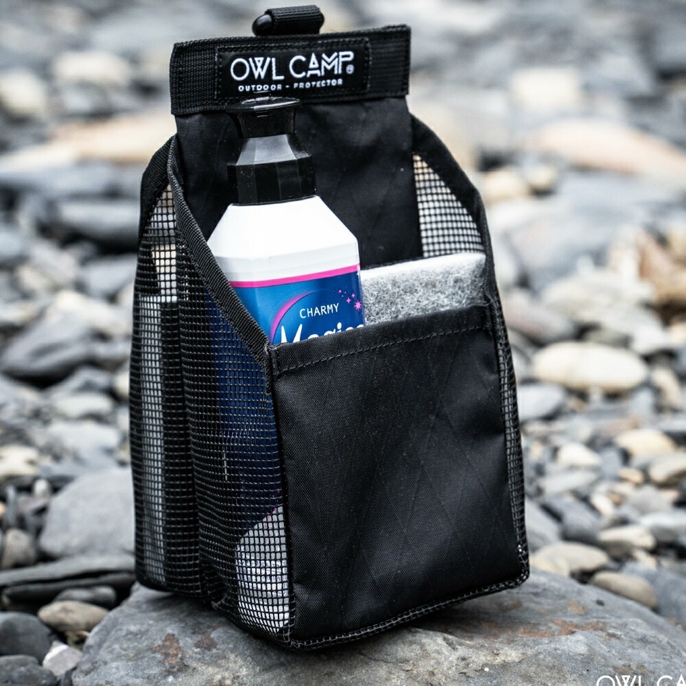 OWL CAMP メッシュ 軽量防水生地 X-pac キッチン ケース ラバーメッシュ 通気性 速乾性 フック バッグ アウトドア 軽量 キャンプ リゾート おしゃれ キャンプ用品  ソロキャンプ