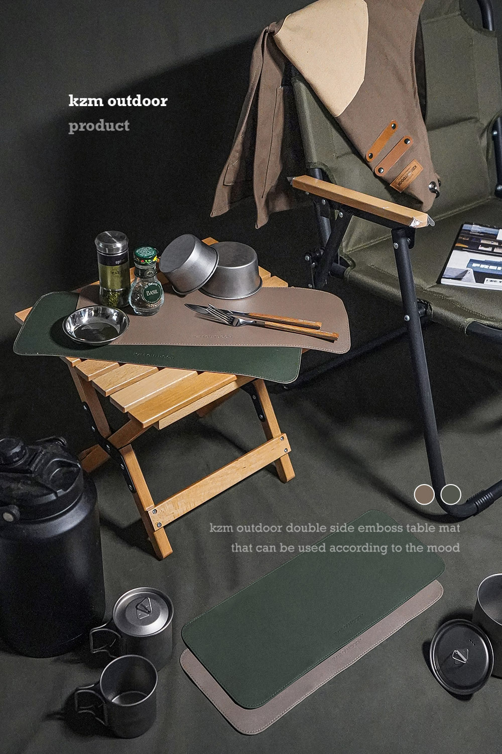 【KZM正規代理店】KZM OUTDOOR カズミアウトドア エンボステーブルマット アウトドアテーブルマット ランチマット 2枚セット テーブルシート デスクマット  エンボス 合皮 撥水 テーブルマット テーブルクロス キャンプテーブルシート アウトドア キャンプ キャリーバッグ