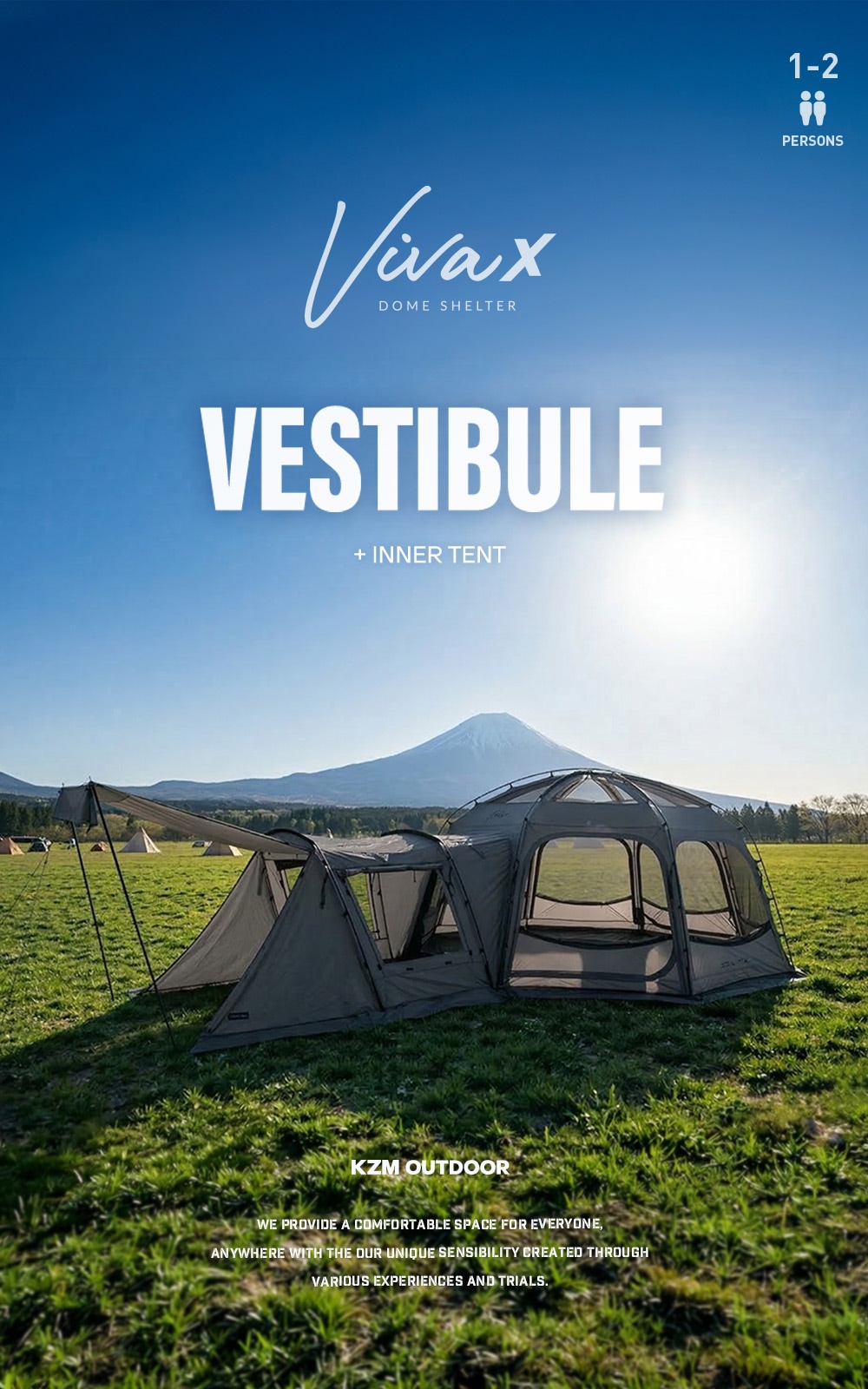 【KZM公式ストア】KZM OUTDOOR アウトドア ビバドームシェルターX ベスティブル チャコール インナーテント 寝室 拡張 オプション ポールテント グラウンドシート付き 紫外線カット 耐水 通気性 簡単 設営 設置 持ち運び おしゃれ かっこいい キャンプグッズ キャンプ用品
