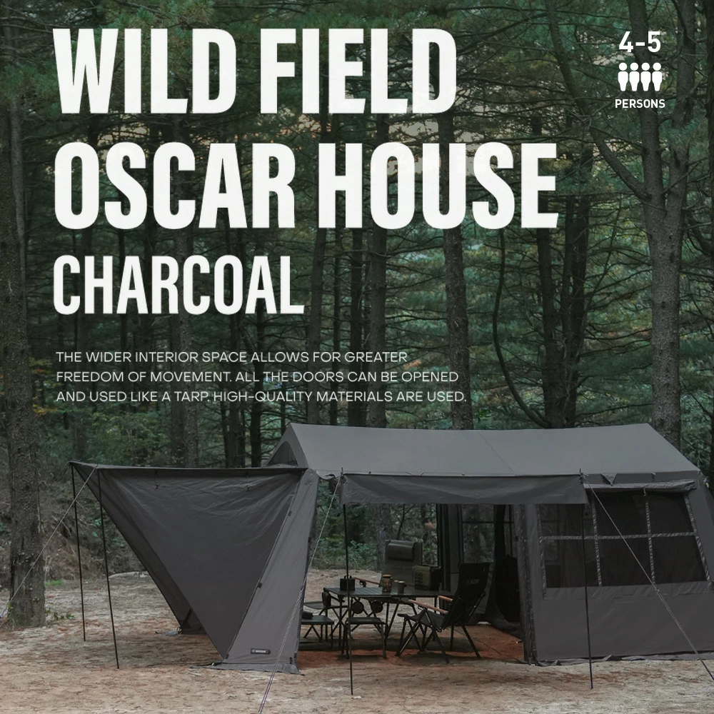【KZM正規代理店】KZM OUTDOOR カズミ アウトドア ワイルドフィールド オスカーハウス 4-5人用 チャコール グレー 通気性 簡単 設営 コンパクト 収納 釣り フェス 設置 軽い 4人用  5人用 持ち運び おしゃれ かっこいい キャンプグッズ キャンプ用品 kzm