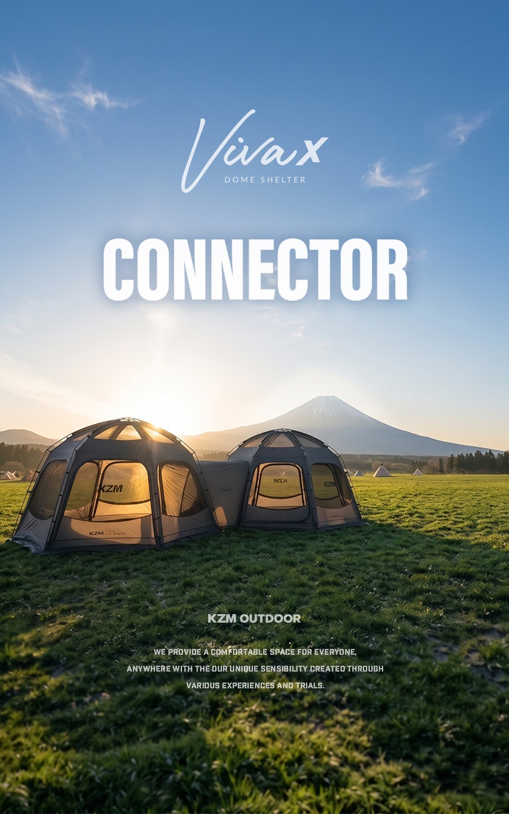 【KZM公式ストア】KZM OUTDOOR アウトドア ビバドームシェルターX コネクター チャコール 専用 拡張 オプション ポールテント 通路 紫外線カット 耐水 通気性 簡単 接続 連結 おしゃれ かっこいい キャンプグッズ キャンプ用品