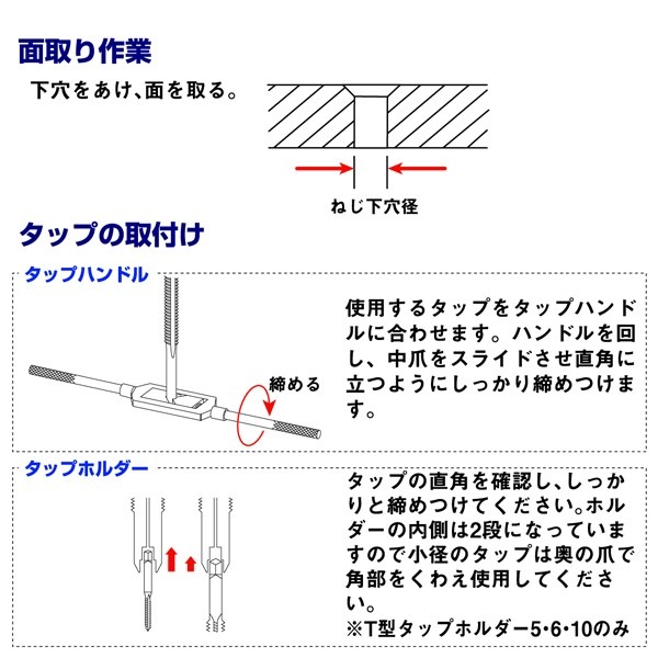 ハンドタップ メートル並目ねじ（M） M4×0.7 先中仕上タップ 3本組