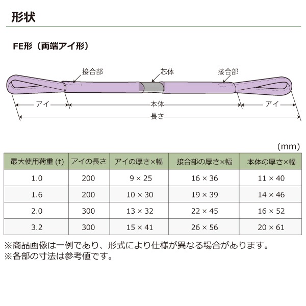 シライマルチスリングWG FE 両端アイ形 1ton 幅40mm 長さ1m | ベルト