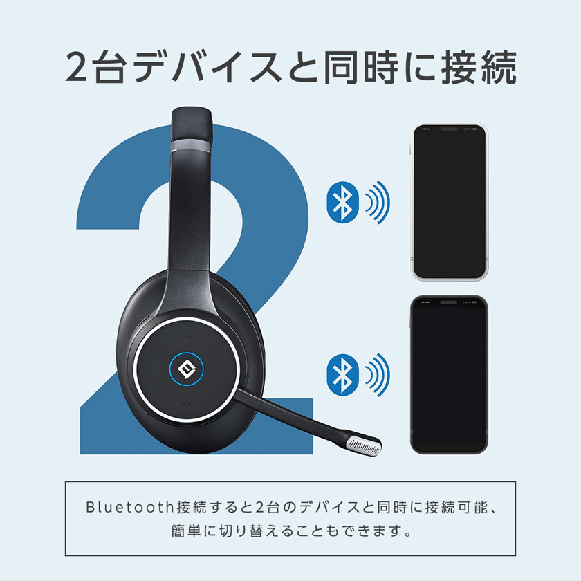 Bluetooth ヘッドセット ENCノイズキャンセリング ENCノイズキャンセル搭載で周囲の音が気になる場所でも声を