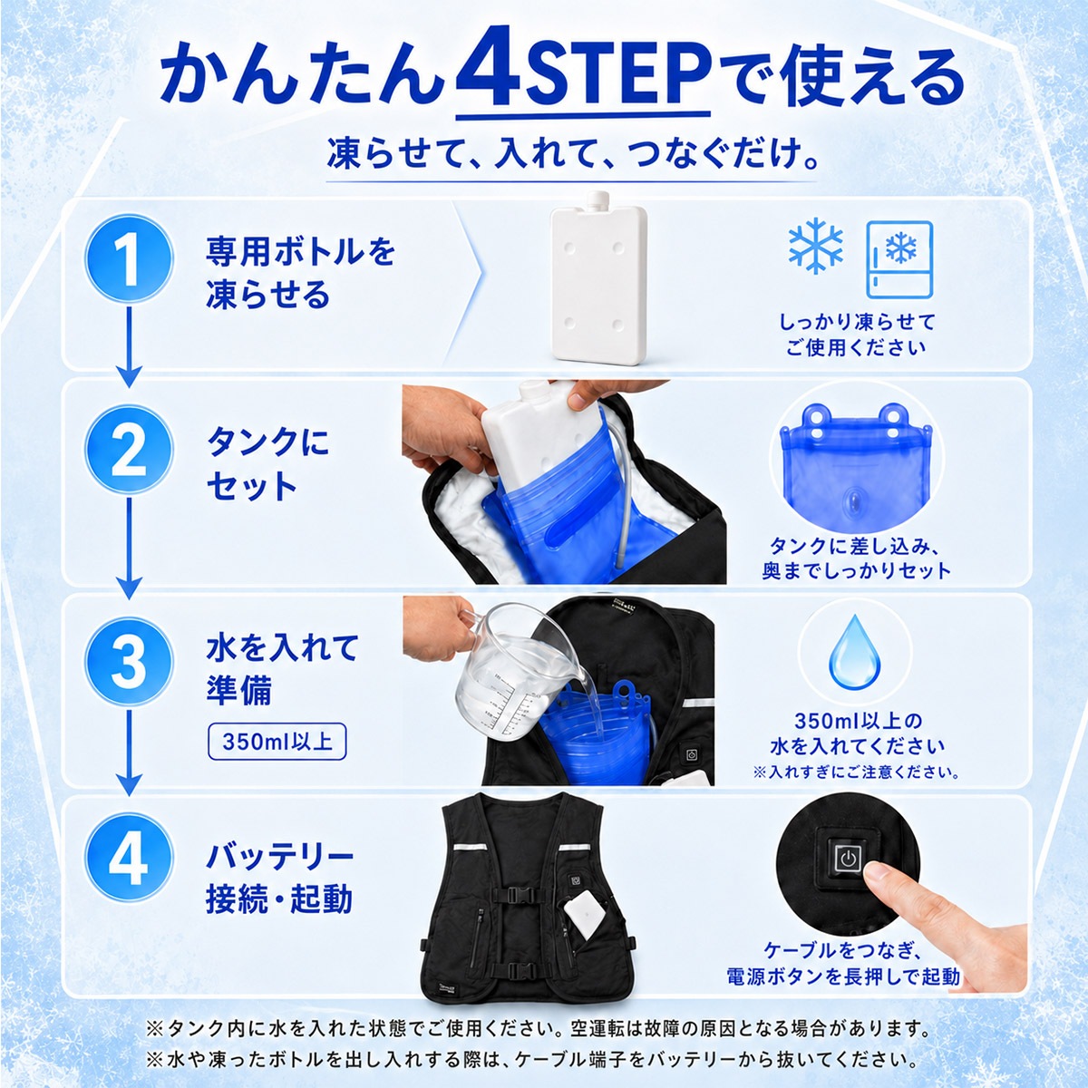 水冷服 水冷ベスト プロ仕様 フリーサイズ ブラック アイスベスト