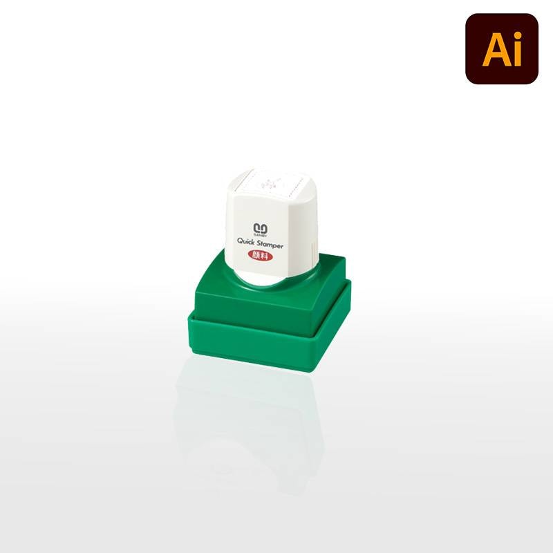 【サンビー】クイックスタンパー 角型 30mm角 短柄タイプ データ入稿タイプ（Bタイプ）社印 角印 会社印 QA-30B
